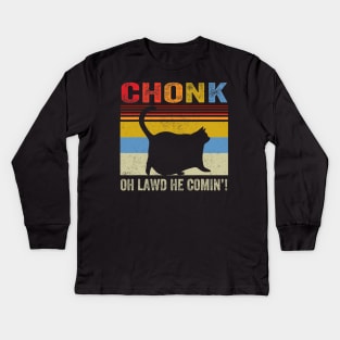 Chonk Cat Funny Cat Meme Cat Dad Cat Mom Kids Long Sleeve T-Shirt